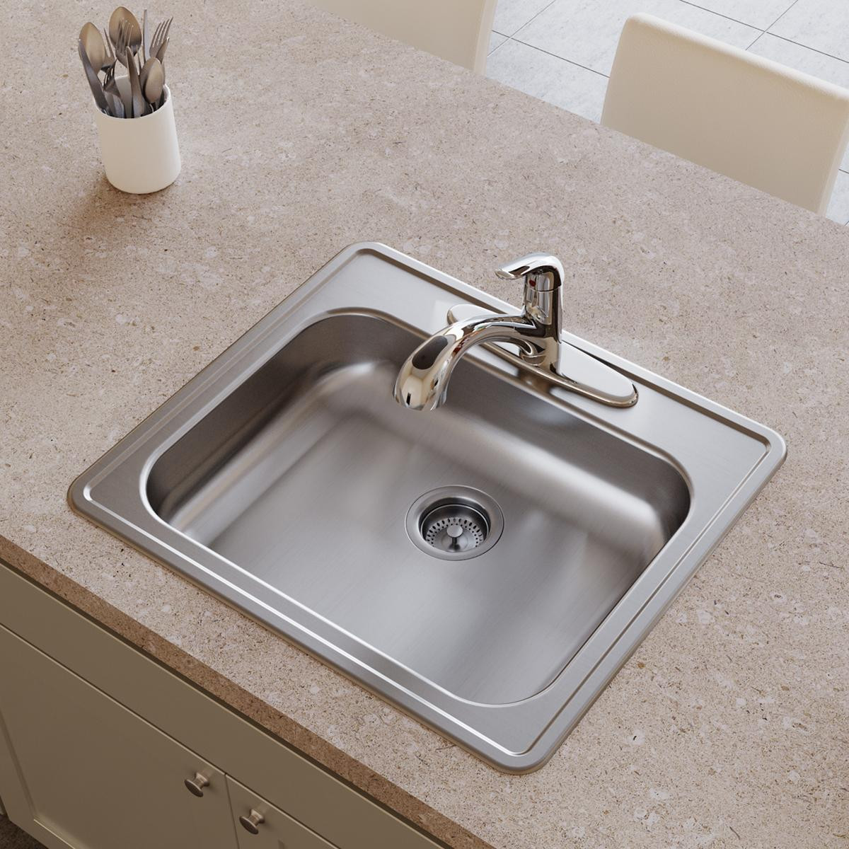 Elkay Dayton Stainless Steel 25" x 21-1/4" x 5-3/8" 1-Hole Single Bowl Drop-in Sink