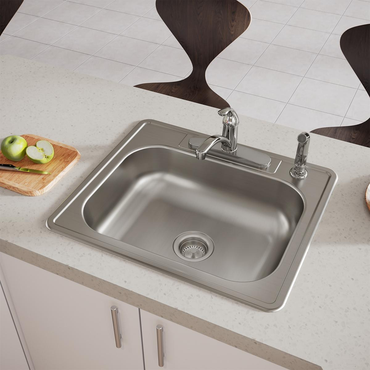 Elkay Dayton Stainless Steel 25" x 21-1/4" x 6-9/16" 4-Hole Single Bowl Drop-in Sink