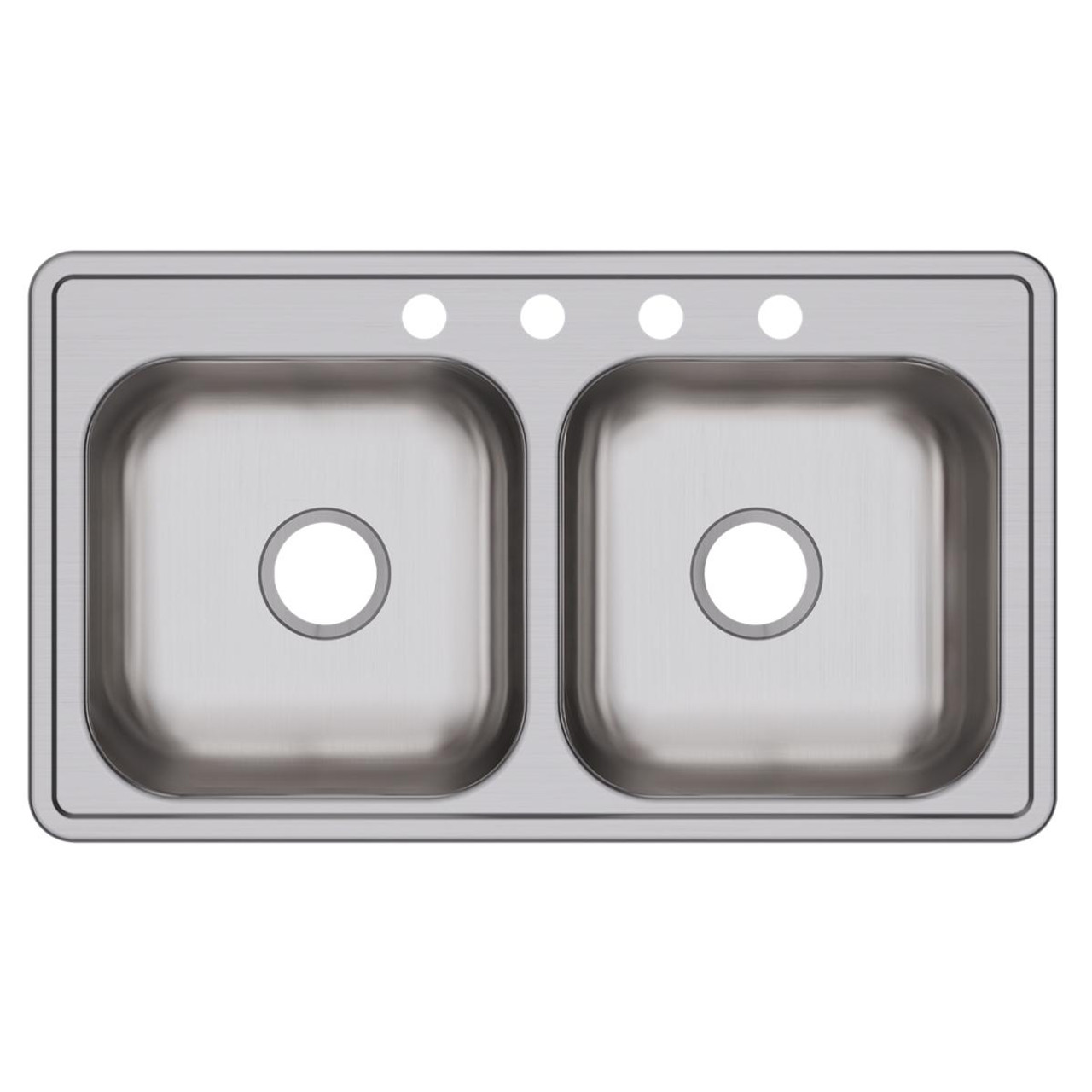 Elkay Dayton Stainless Steel 33" x 19" x 6-7/16" 4-Hole Equal Double Bowl Drop-in Sink