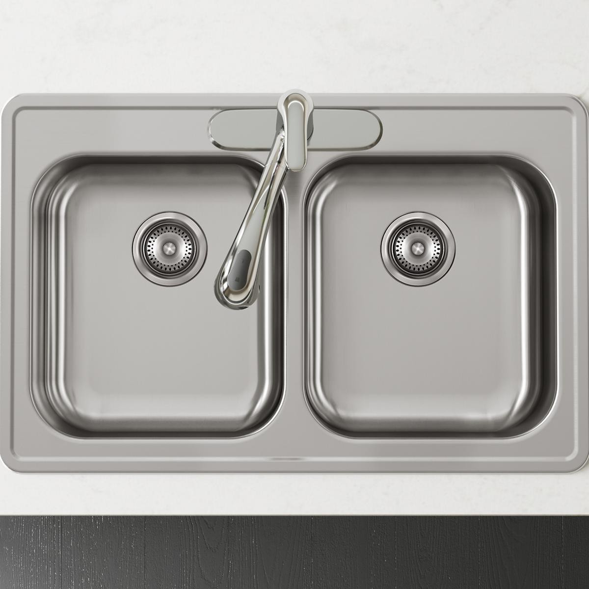 Elkay Dayton Stainless Steel 33" x 21-1/4" x 5-3/8" 3-Hole Equal Double Bowl Drop-in Sink