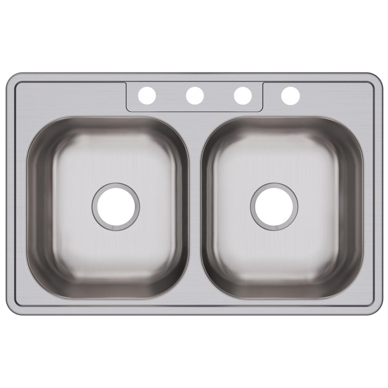 Elkay Dayton Stainless Steel 33" x 21-1/4" x 6-9/16" 4-Hole Equal Double Bowl Drop-in Sink