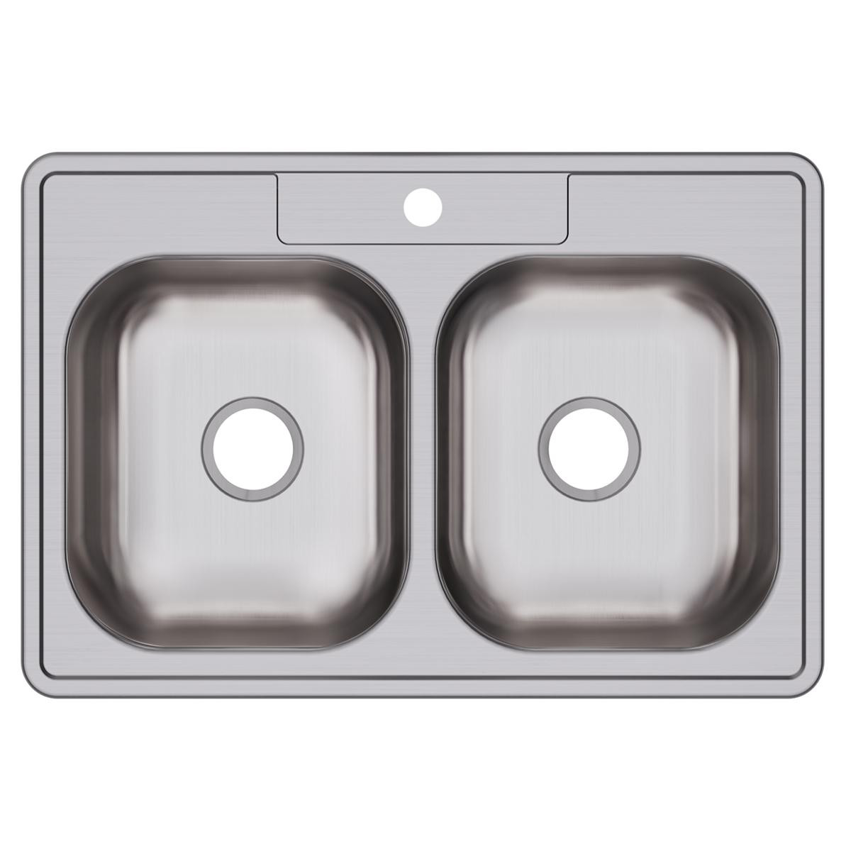 Elkay Dayton Stainless Steel 33" x 22" x 6-9/16" 1-Hole Equal Double Bowl Drop-in Sink