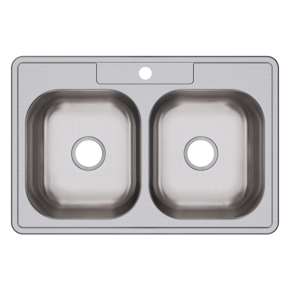 Elkay Dayton Stainless Steel 33" x 22" x 8-1/16", 1-Hole Equal Double Bowl Drop-in Sink