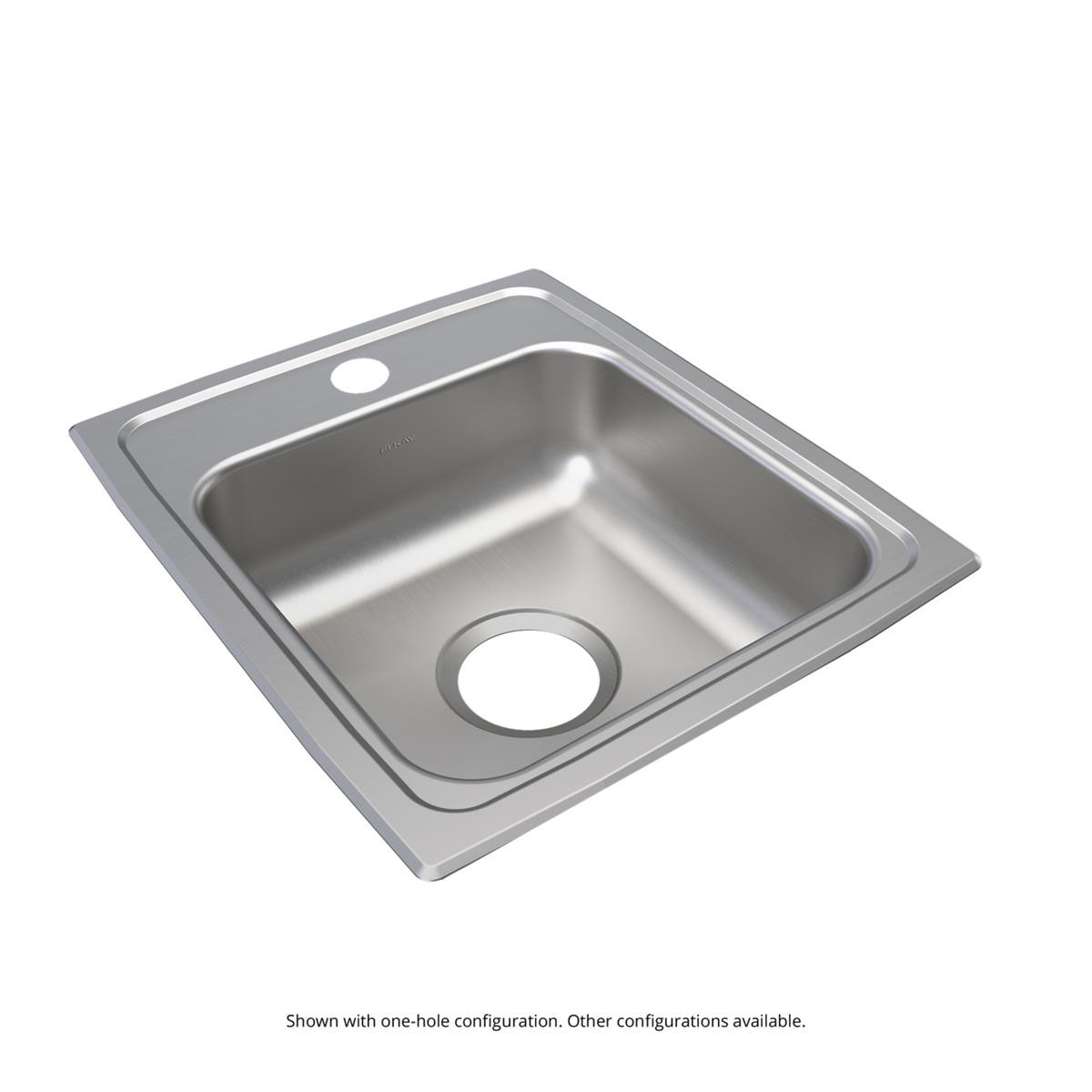 Elkay Lustertone Classic Stainless Steel 15" x 17-1/2" x 6" 3-Hole Single Bowl Drop-in ADA Sink