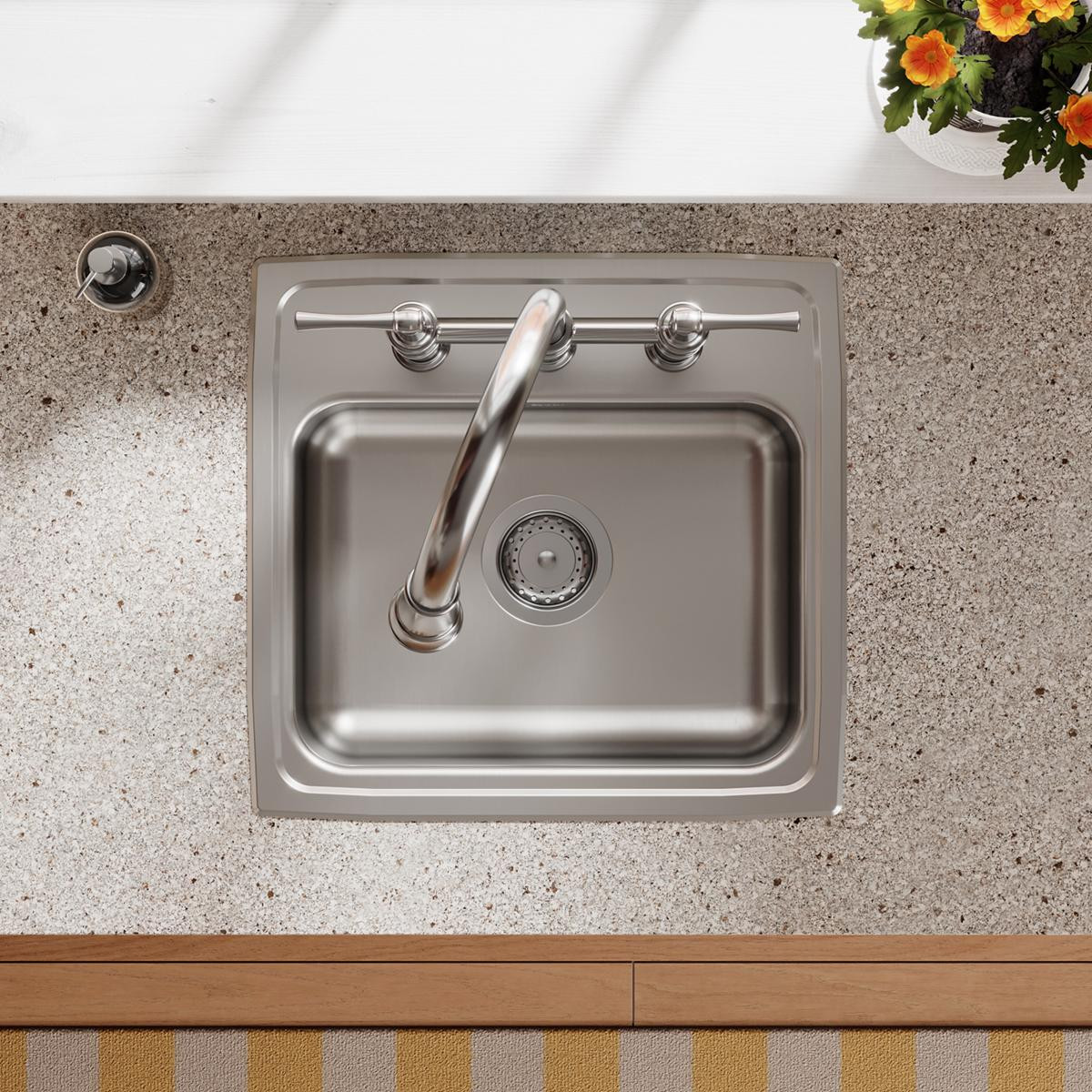 Elkay Lustertone Classic Stainless Steel 19" x 18" x 5-1/2", 3-Hole Single Bowl Drop-in ADA Sink