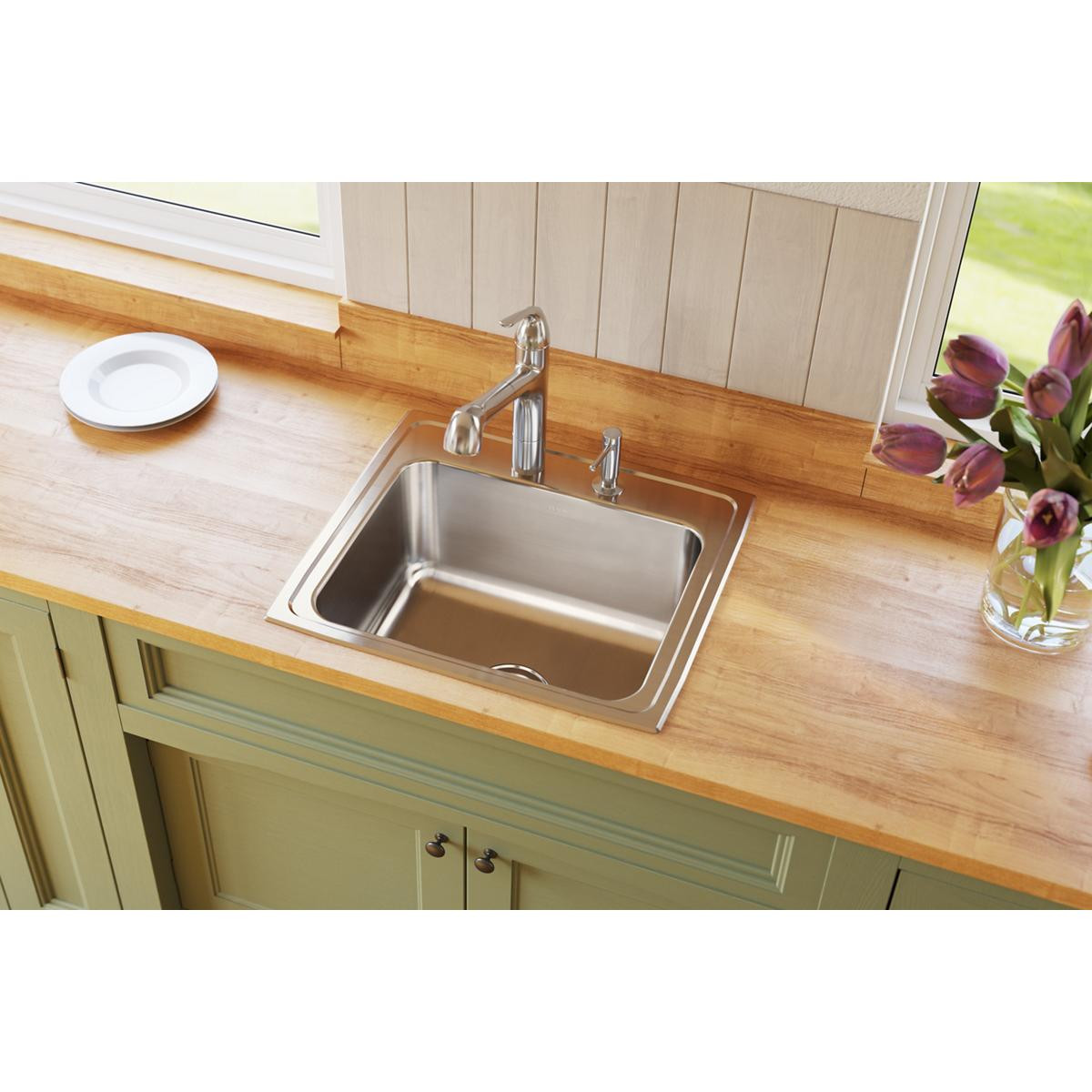 Elkay Lustertone Classic Stainless Steel 22" x 19-1/2" x 10-1/8" 2-Hole Single Bowl Drop-in Sink