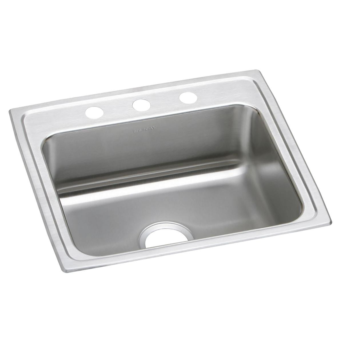 Elkay Lustertone Classic Stainless Steel 22" x 19-1/2" x 7-5/8", 3-Hole Single Bowl Drop-in Sink
