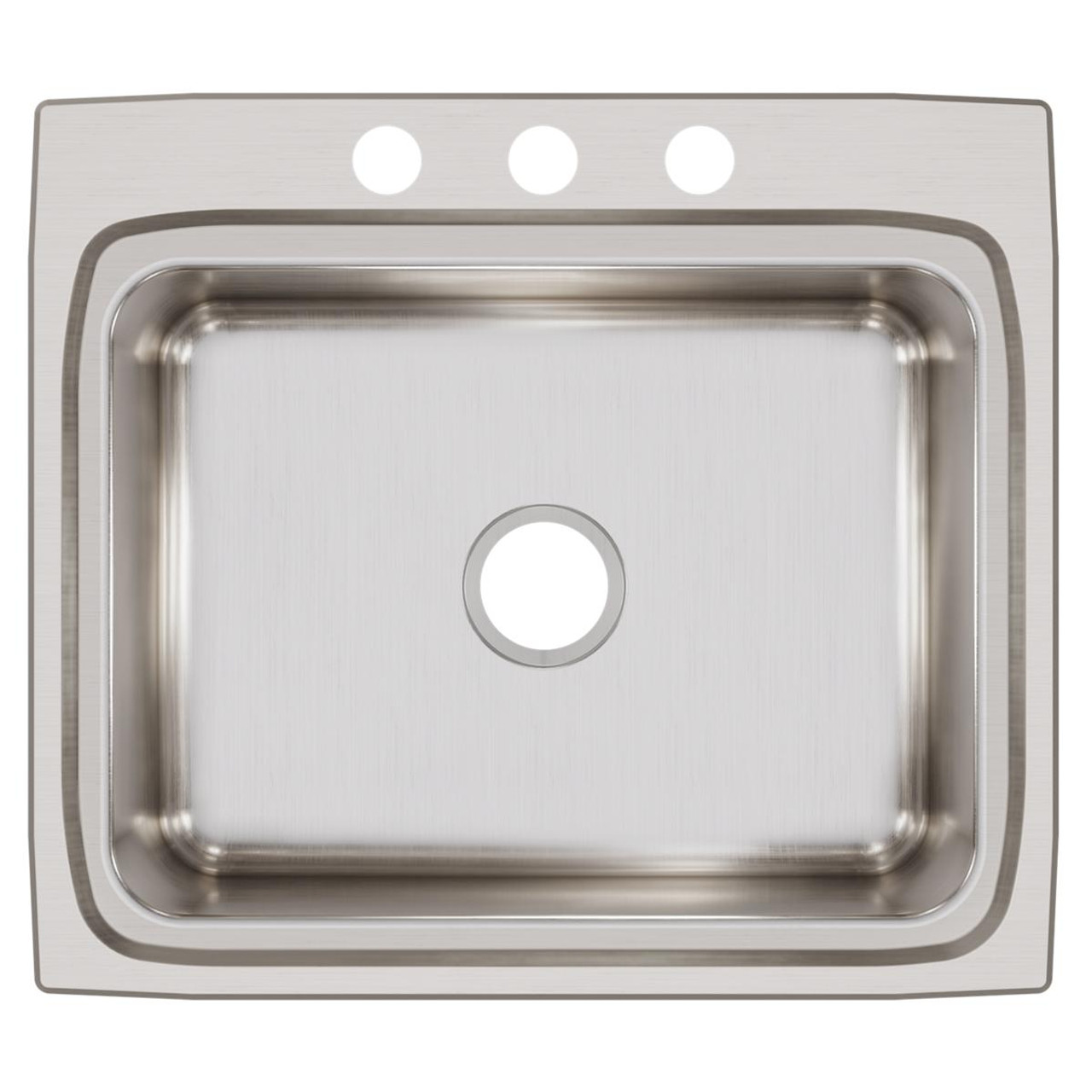 Elkay Lustertone Classic Stainless Steel 25" x 22" x 8-1/8", 3-Hole Single Bowl Drop-in Sink