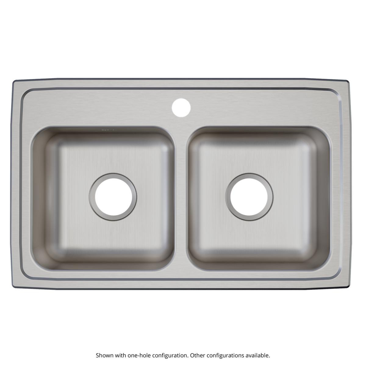 Elkay Lustertone Classic Stainless Steel 29" x 18" x 5-1/2", 3-Hole Equal Double Bowl Drop-in ADA Sink