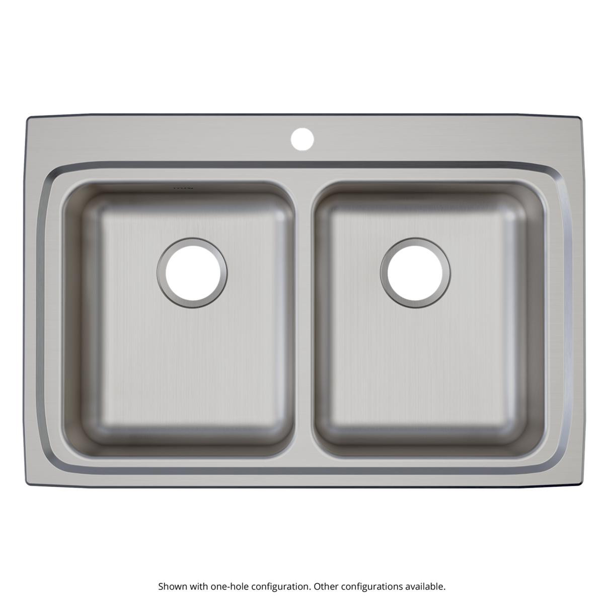 Elkay Lustertone Classic Stainless Steel 33" x 22" x 5-1/2", 3-Hole Equal Double Bowl Drop-in ADA Sink