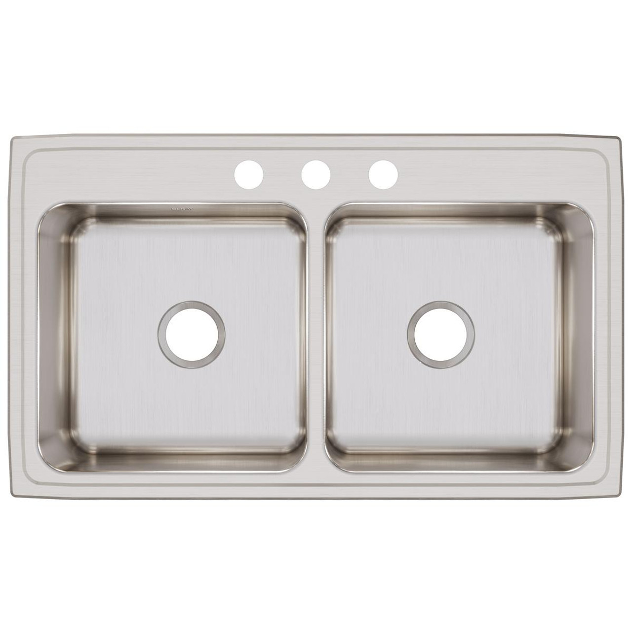 Elkay Lustertone Classic Stainless Steel 37" x 22" x 10-1/8" 3-Hole Equal Double Bowl Drop-in Sink