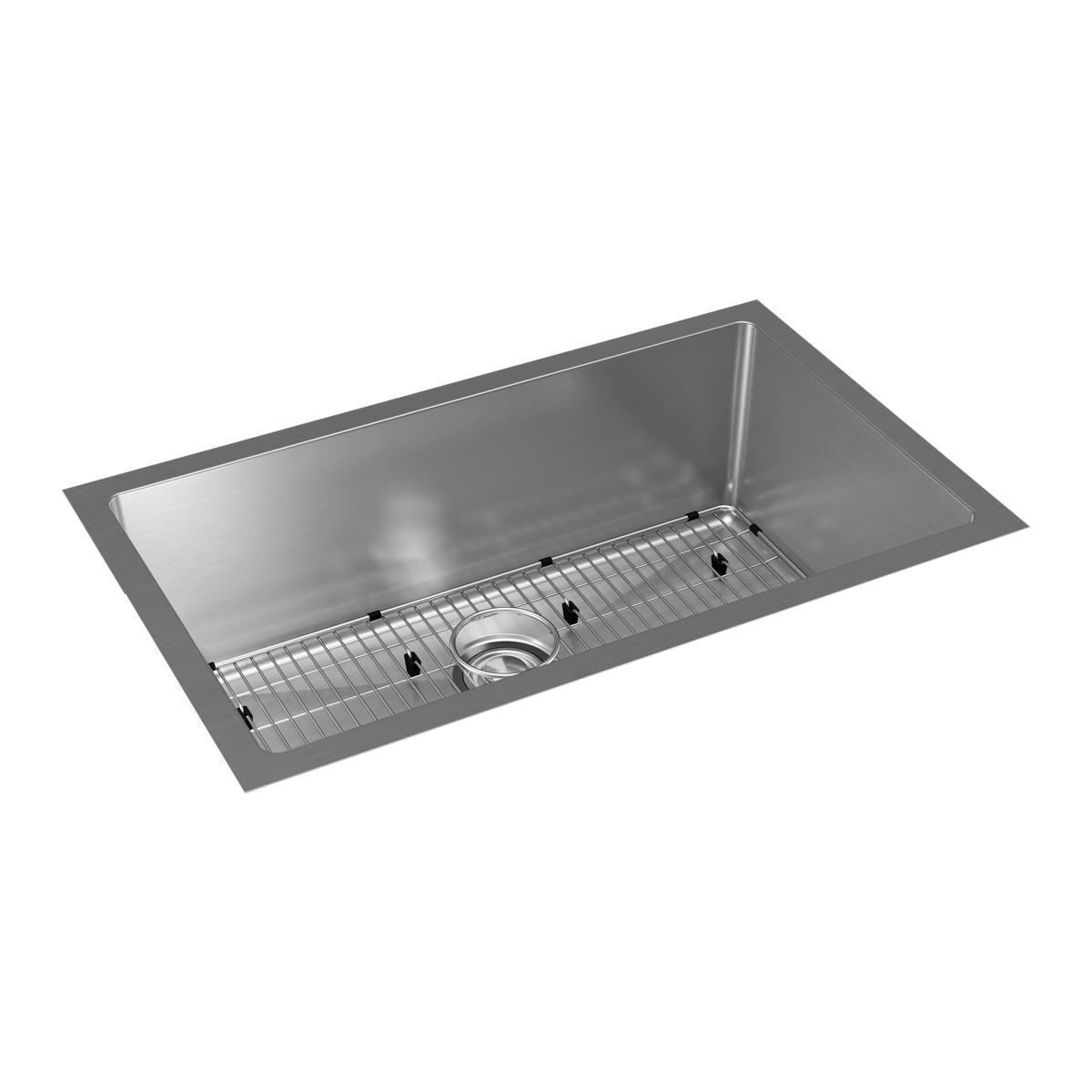 Elkay Crosstown 16 Gauge Stainless Steel 30-1/2" x 18-1/2" x 10" Rounded Single Bowl Undermount Sink Kit