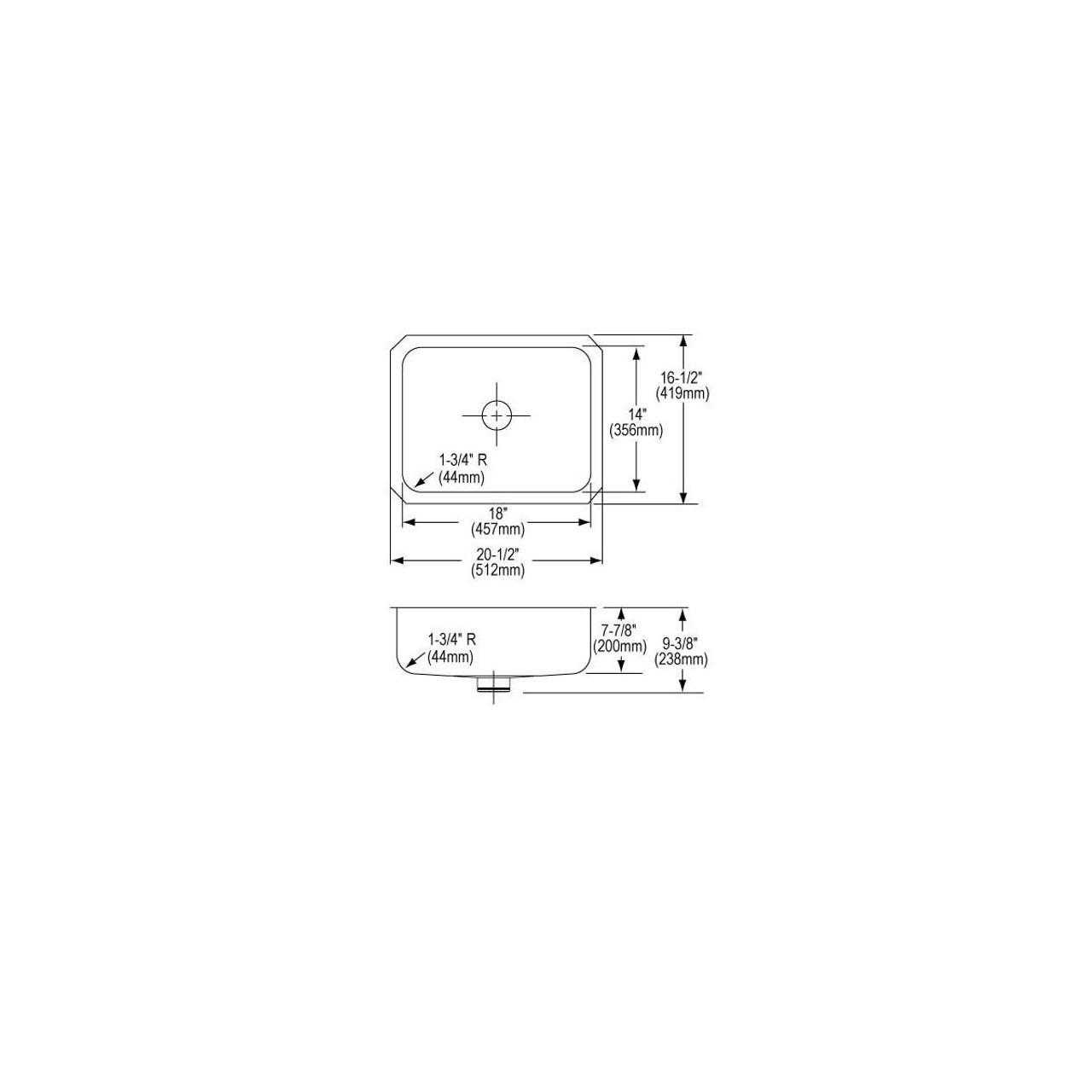 Elkay Lustertone Classic Stainless Steel, 20-1/2" x 16-1/2" x 7-7/8", Single Bowl Undermount Sink with Perfect Drain