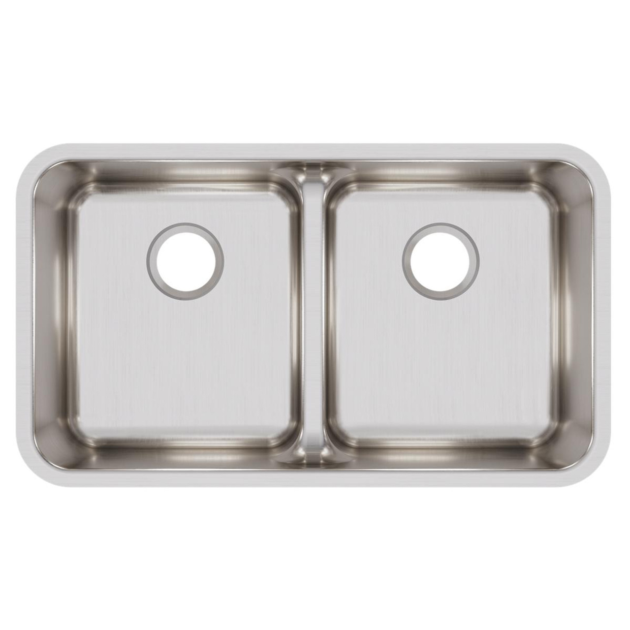 Elkay Lustertone Classic Stainless Steel 32-1/16" x 18-1/2" x 8", Equal Double Bowl Undermount Sink with Aqua Divide