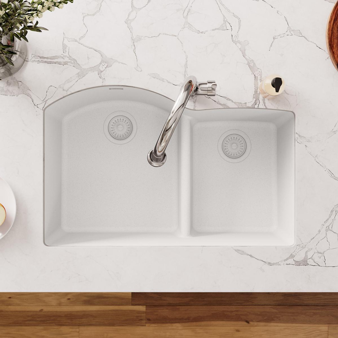 Elkay Polymer 3-1/2" Disposer Flange with Removable Basket Strainer and Rubber Stopper White