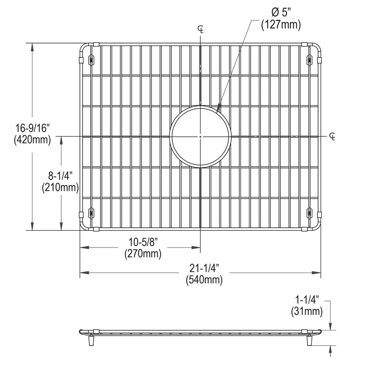 Elkay Stainless Steel 21-1/4" x 16-9/16" x 1-3/8" Bottom Grid