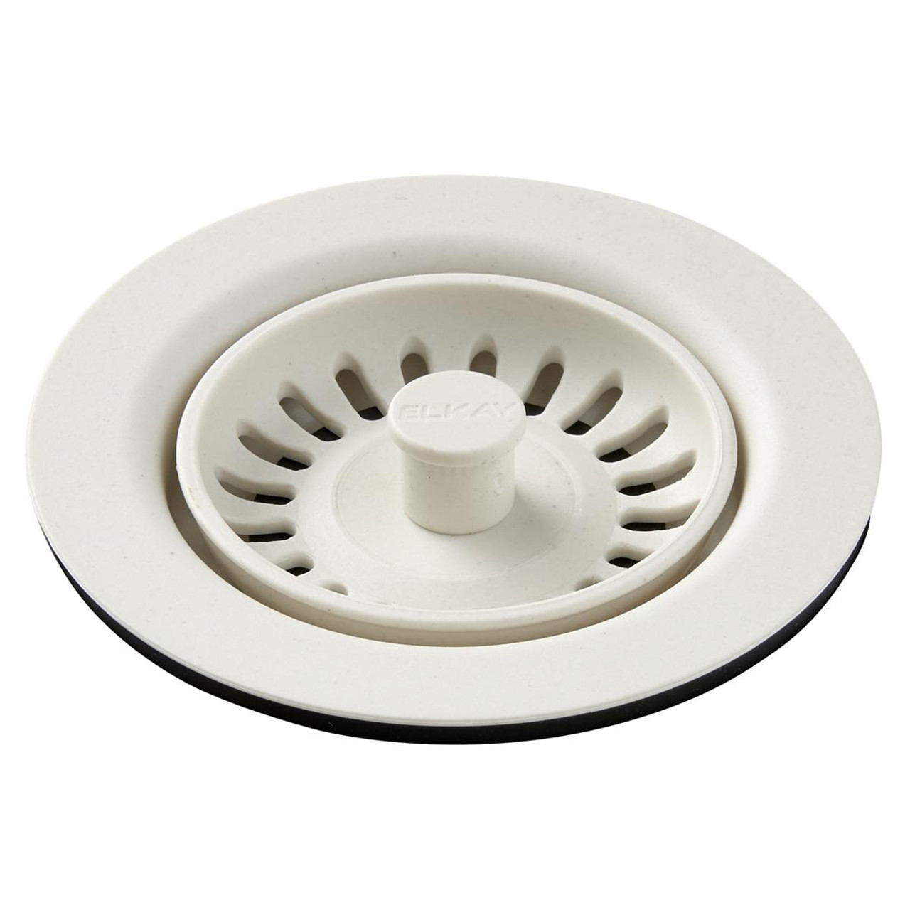 Elkay Polymer Drain Fitting with Removable Basket Strainer and Rubber Stopper Parchment
