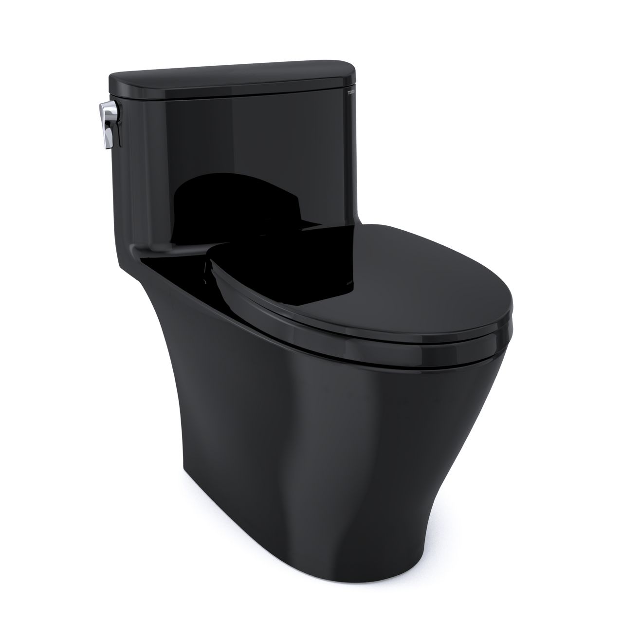 Toto Nexus One Piece Elongated Auto Flush Washlet+ Ready Universal Height Toilet Toilet 1.28 GPF with SS124 SoftClose Seat in Ebony