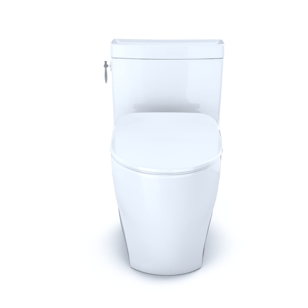 Toto Aimes One Piece Elongated Auto Flush Washlet+ Ready Universal Height Toilet with CEFIONTECT 1.28 GPF with SS234 SoftClose Seat in Cotton White
