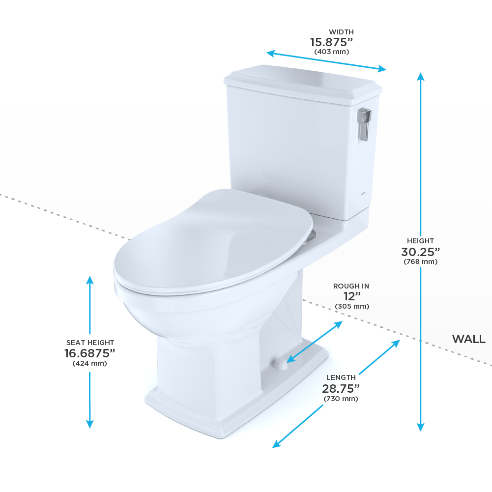 Toto Connelly Two Piece Elongated Auto Flush Washlet+ Ready Universal Height Toilet with CEFIONTECT and Right Hand Lever Dual Flush 0.9 and 1.28 GPF with SS234 SoftClose Seat in Cotton White