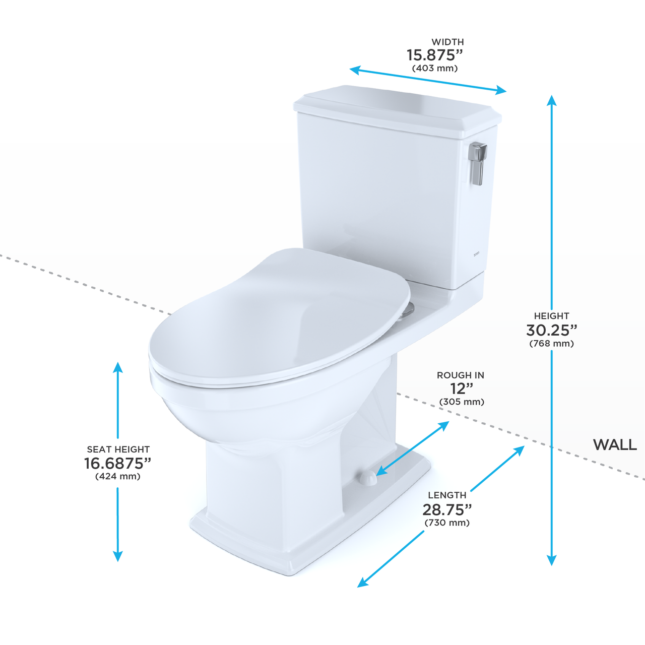 Toto Connelly Two Piece Elongated Auto Flush Washlet+ Ready Universal Height Toilet with CEFIONTECT and Right Hand Lever Dual Flush 0.9 and 1.28 GPF with SS234 SoftClose Seat in Cotton White