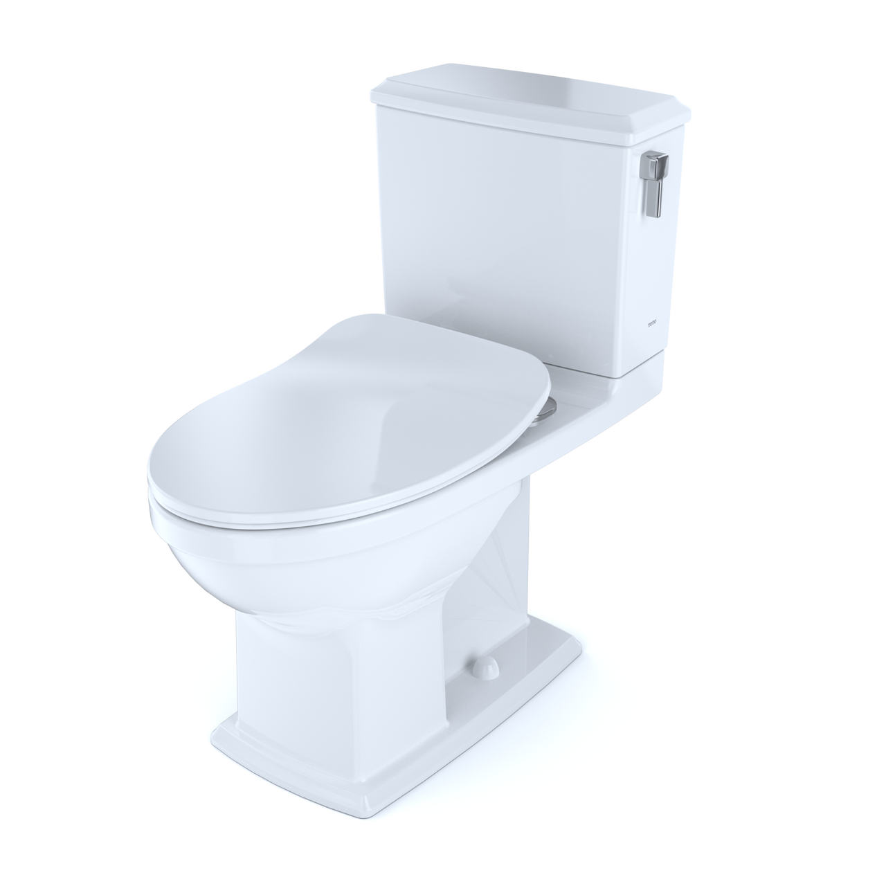 Toto Connelly Two Piece Elongated Auto Flush Washlet+ Ready Universal Height Toilet with CEFIONTECT and Right Hand Lever Dual Flush 0.9 and 1.28 GPF with SS234 SoftClose Seat in Cotton White