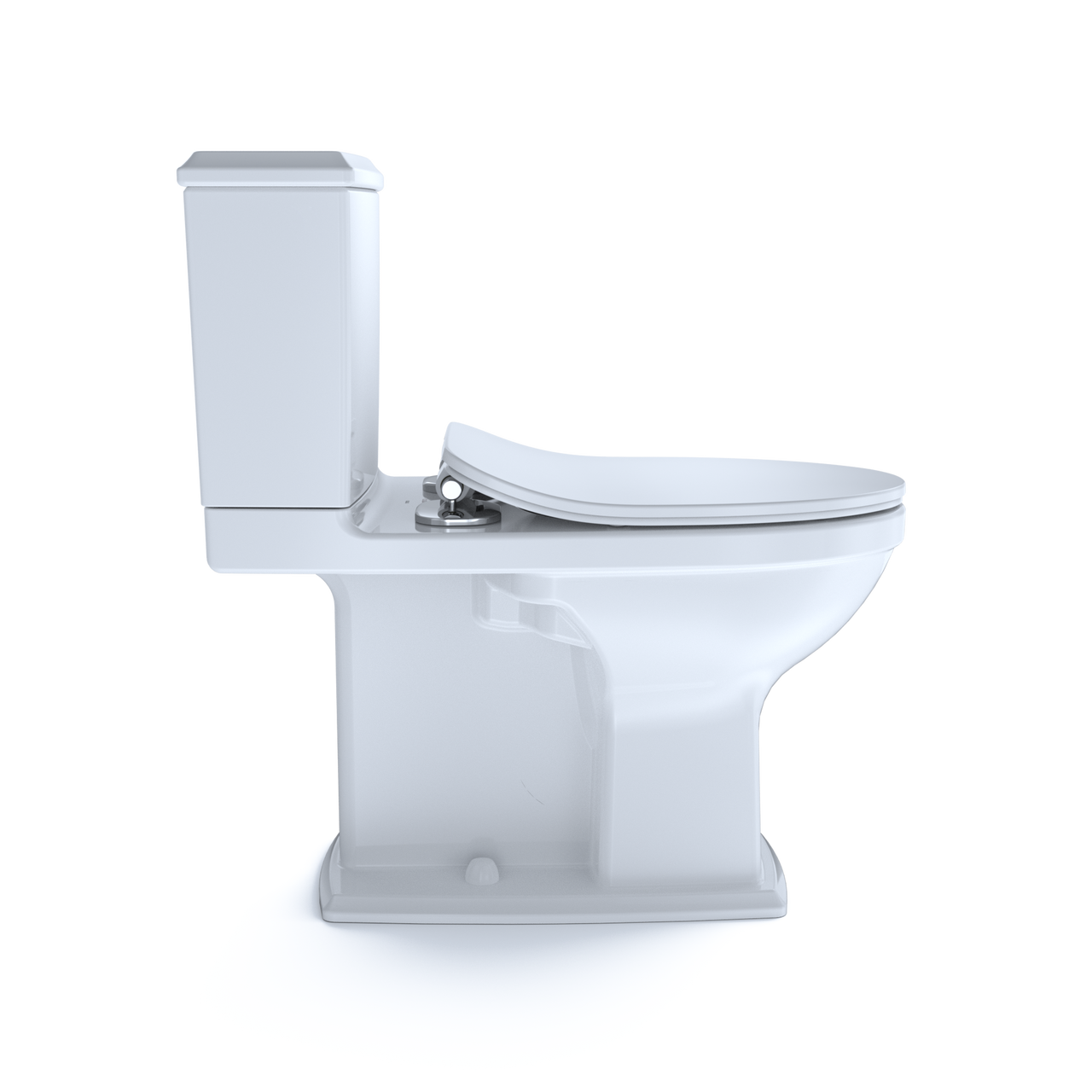 Toto Connelly Two Piece Elongated Auto Flush Washlet+ Ready Universal Height Toilet with CEFIONTECT and Right Hand Lever Dual Flush 0.9 and 1.28 GPF with SS234 SoftClose Seat in Cotton White