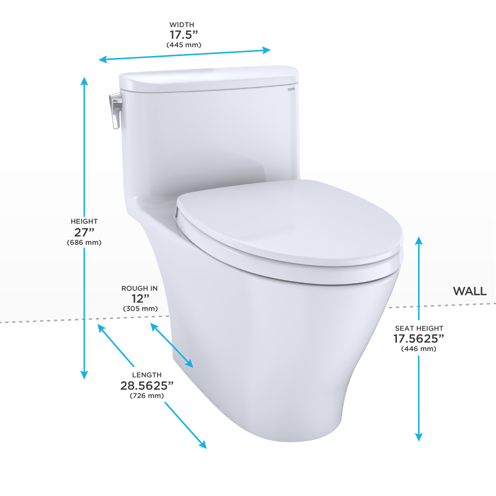 Toto Nexus 1G One Piece Elongated Auto Flush Washlet+ Ready Universal Height Toilet with CEFIONTECT 1.0 GPF with SS124 SoftClose Seat in Cotton White