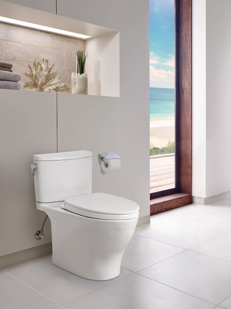 Toto Nexus 1G Two Piece Elongated Auto Flush Washlet+ Ready Universal Height Toilet with CEFIONTECT 1.0 GPF with SS124 SoftClose Seat in Bone