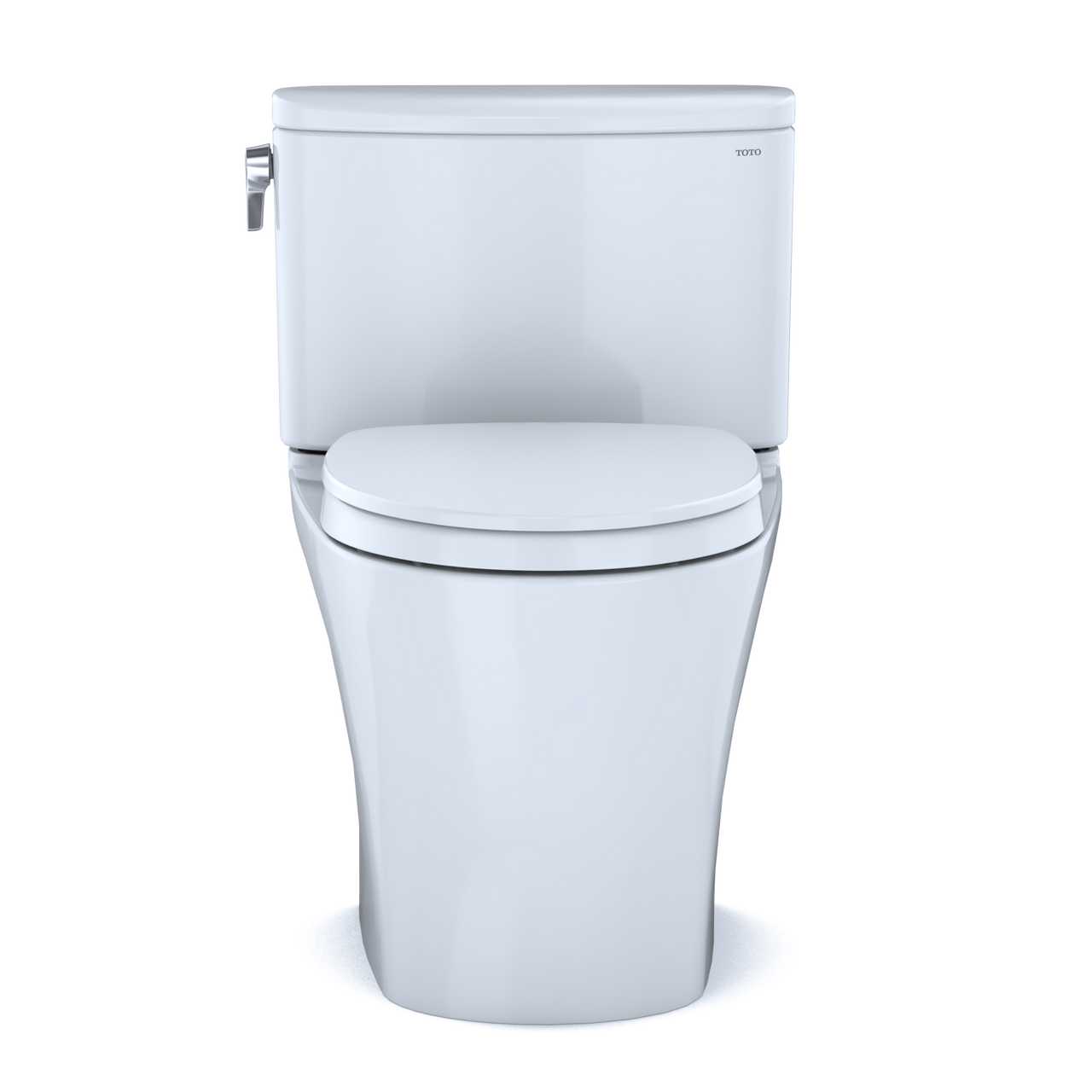 Toto Nexus Two Piece Elongated Auto Flush Washlet+ Ready Universal Height Toilet with CEFIONTECT 1.28 GPF with SS124 SoftClose Seat in Cotton White