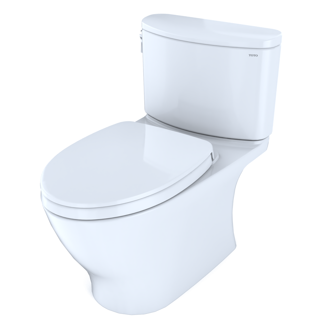 Toto Nexus Two Piece Elongated Auto Flush Washlet+ Ready Universal Height Toilet with CEFIONTECT 1.28 GPF with SS124 SoftClose Seat in Cotton White