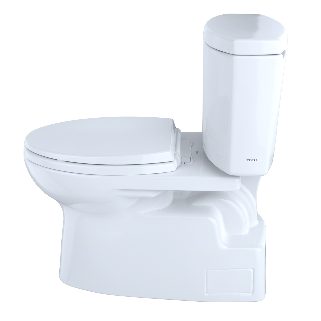 Toto Vespin II Two Piece Elongated Universal Height Toilet with CEFIONTECT and Right Hand Lever 1.28 GPF Less Seat in Cotton White