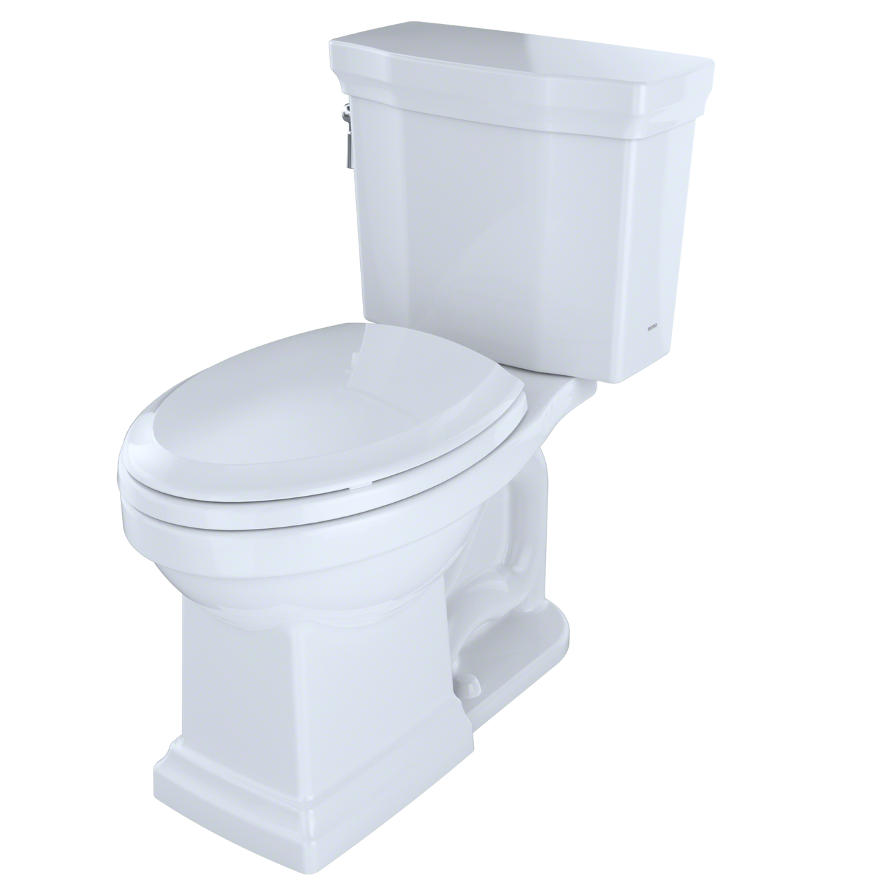 Toto Promenade II 1G Two Piece Elongated Universal Height Toilet with CEFIONTECT and Right Hand Lever 1.0 GPF Less Seat in Cotton White