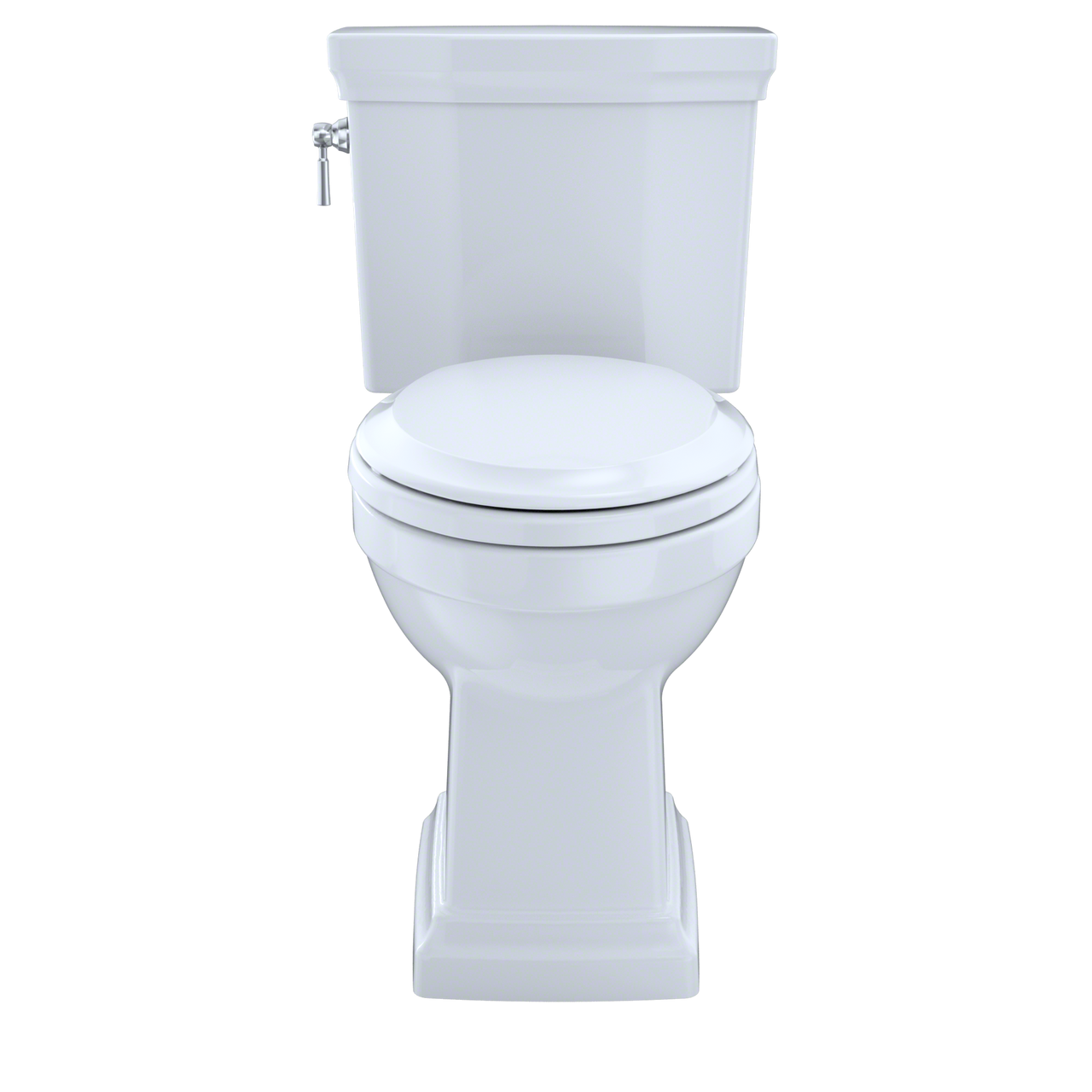 Toto Promenade II Two Piece Elongated Universal Height Toilet with CEFIONTECT and Right Hand Lever 1.28 GPF Less Seat in Cotton White