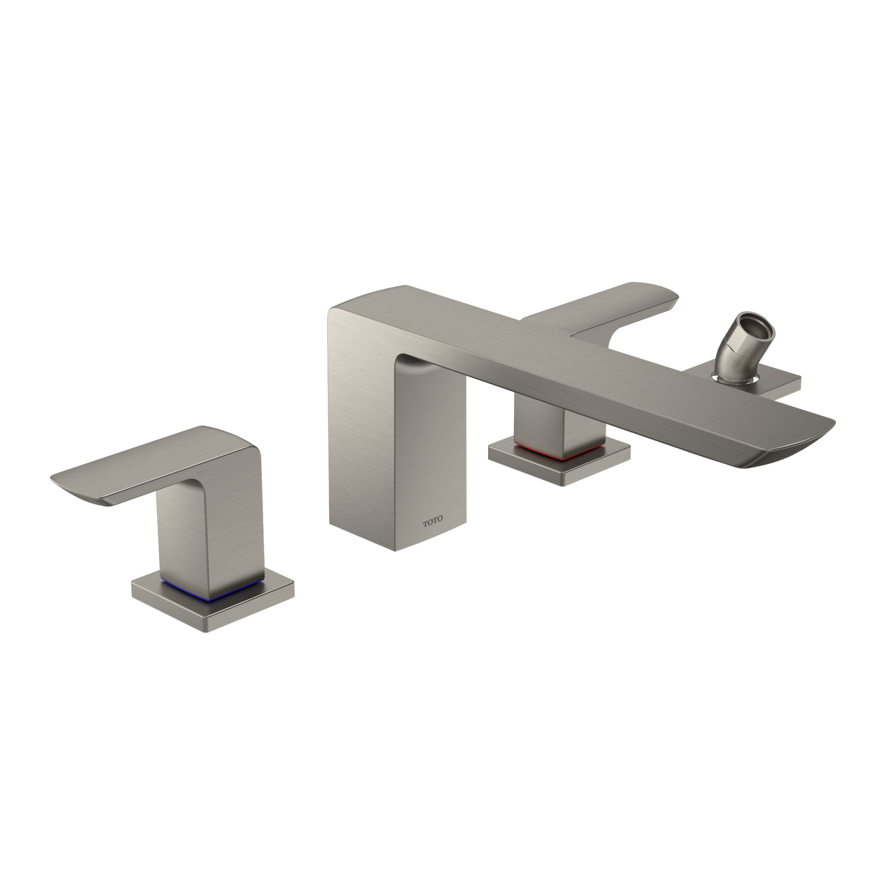 Toto GR Two-Handle Deck-Mount Roman Tub Filler Trim with Handshower, Brushed Nickel - TBG02202U#BN