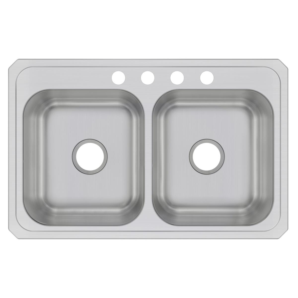 Elkay Celebrity Stainless Steel 33" x 21-1/4" x 6-7/8" 4-Hole Equal Double Bowl Drop-in Sink
