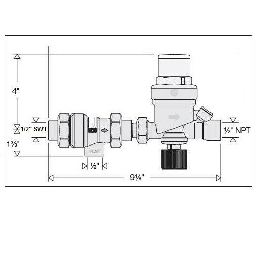 Caleffi 573009A Automatic Fill 1/2 Inch Sweat Brass
