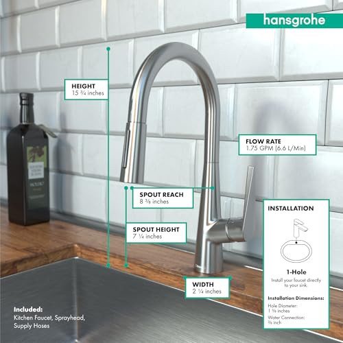 Hansgrohe 72813801 Talis S High Arc Kitchen Faucet, 2-Spray Pull-Down, 1.75 GPM in Steel Optic