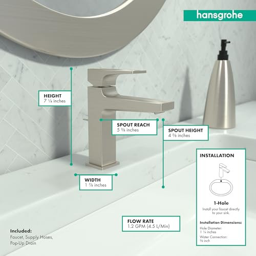 Hansgrohe 32506821 Metropol 110 Single-Hole Faucet with Lever Handle, 1.2 gpm: Brushed Nickel