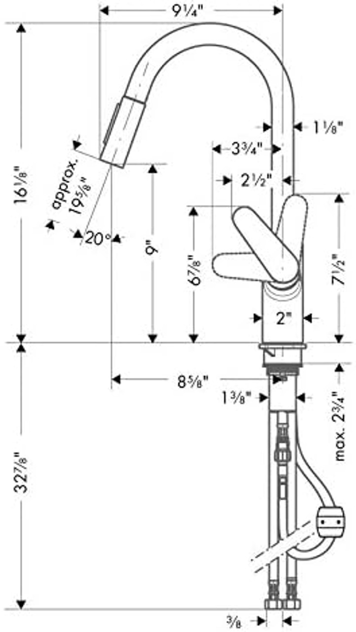Hansgrohe 04505800 Focus High Arc Kitchen Faucet, 2-Spray Pull-Down, 1.75 GPM in Steel Optic