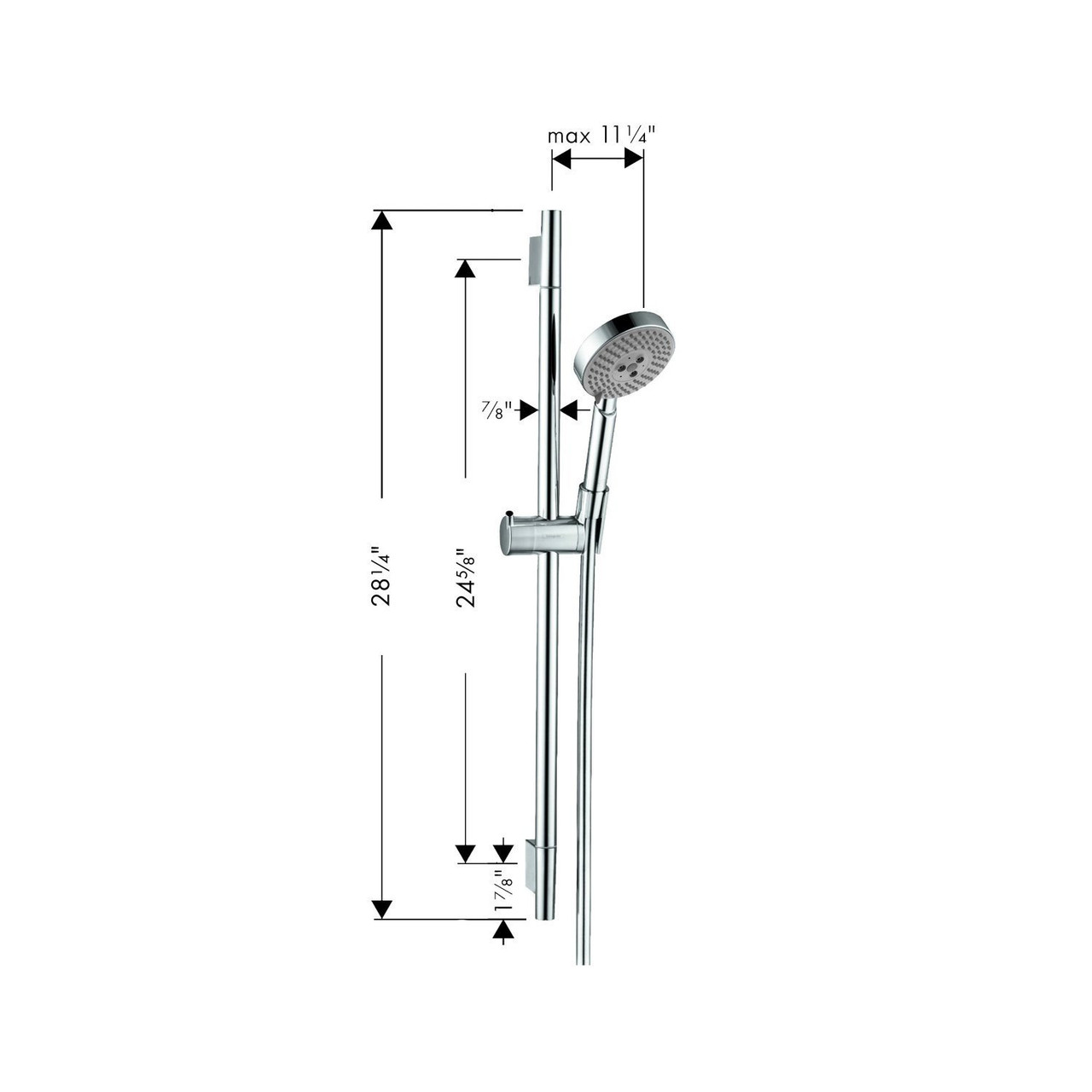 Hansgrohe 04266000 Raindance S Wallbar Set 120 3-Jet 24", 2.5 GPM in Chrome
