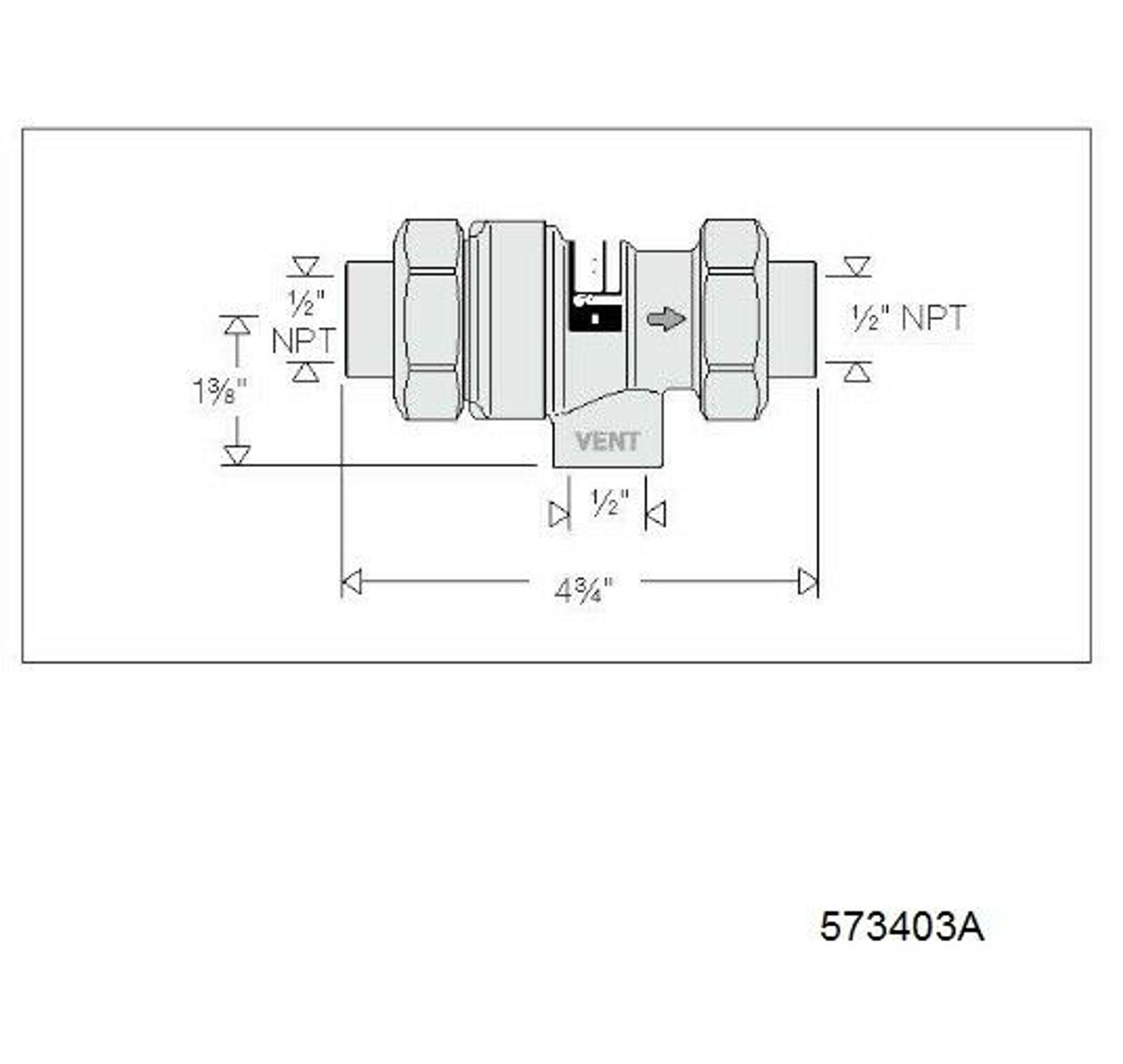 Caleffi 573403A Backflow Preventer 1/2" NPT ASSE 1012