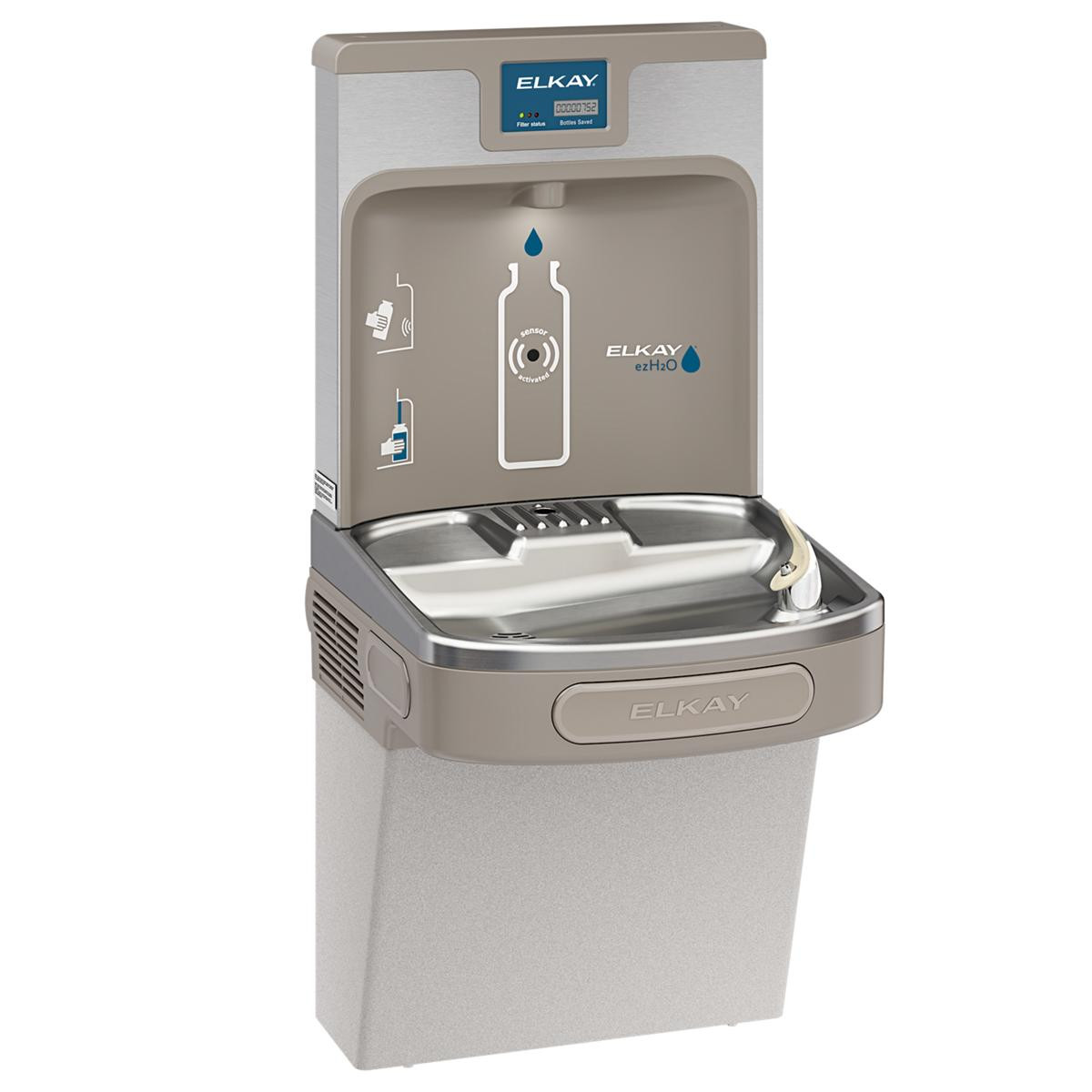 Elkay Enhanced EZH2O Bottle Filling Station & Single ADA Cooler Filtered Refrigerated Light Gray