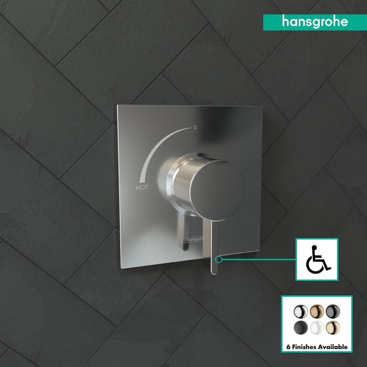 Hansgrohe 15724001 Ecostat Square Pressure Balance Trim in Chrome