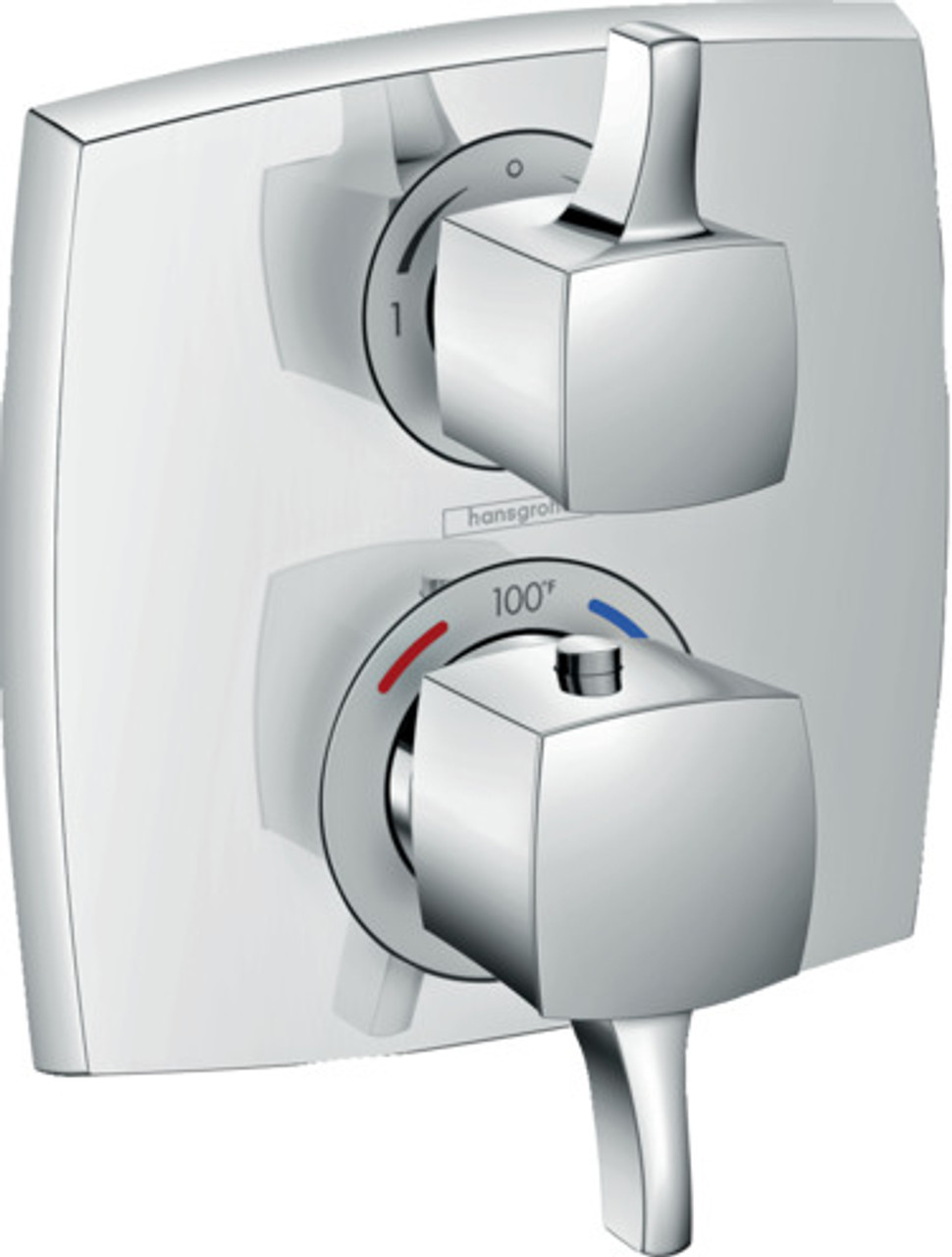 Hansgrohe 15727001 Ecostat Classic Thermostatic Trim with Volume Control,  Square in Chrome
