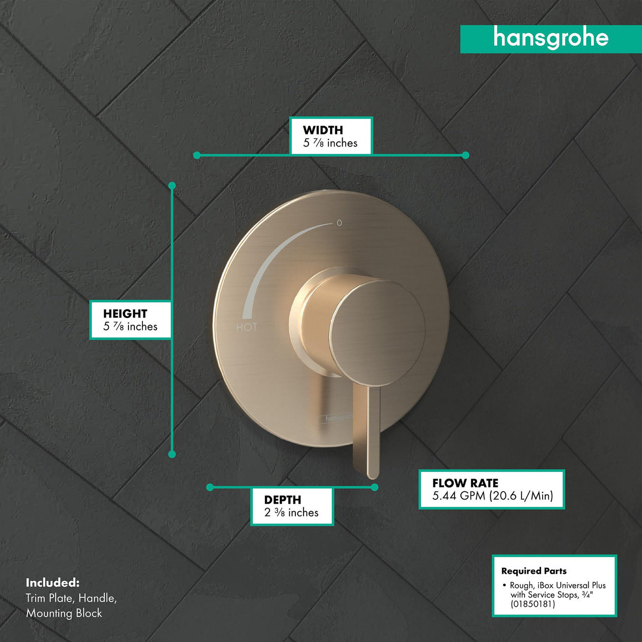 Hansgrohe 15739141 Ecostat S Pressure Balance Trim in Brushed Bronze