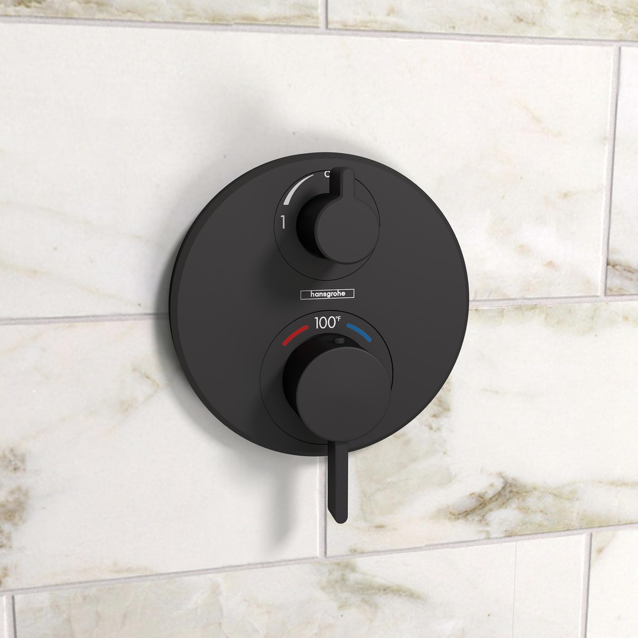 Hansgrohe 15758671 Ecostat S Thermostatic Trim with Volume Control and Diverter in Matte Black