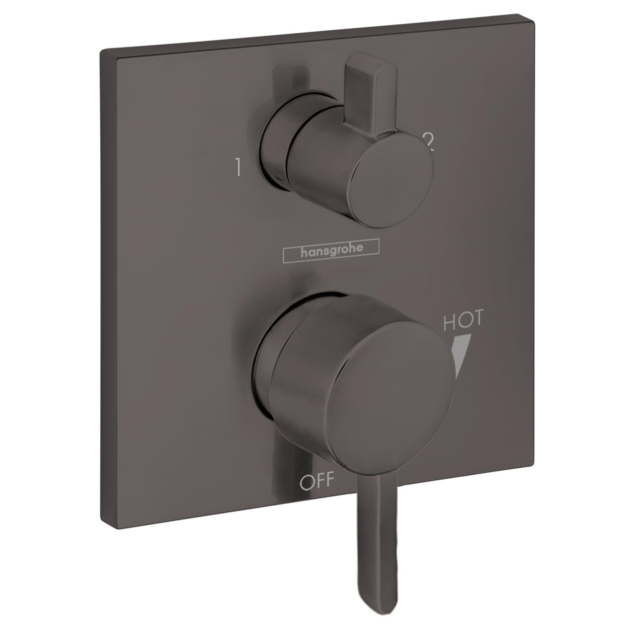 Hansgrohe 15862341 Ecostat Pressure Balance Trim Square with Diverter in Brushed Black Chrome