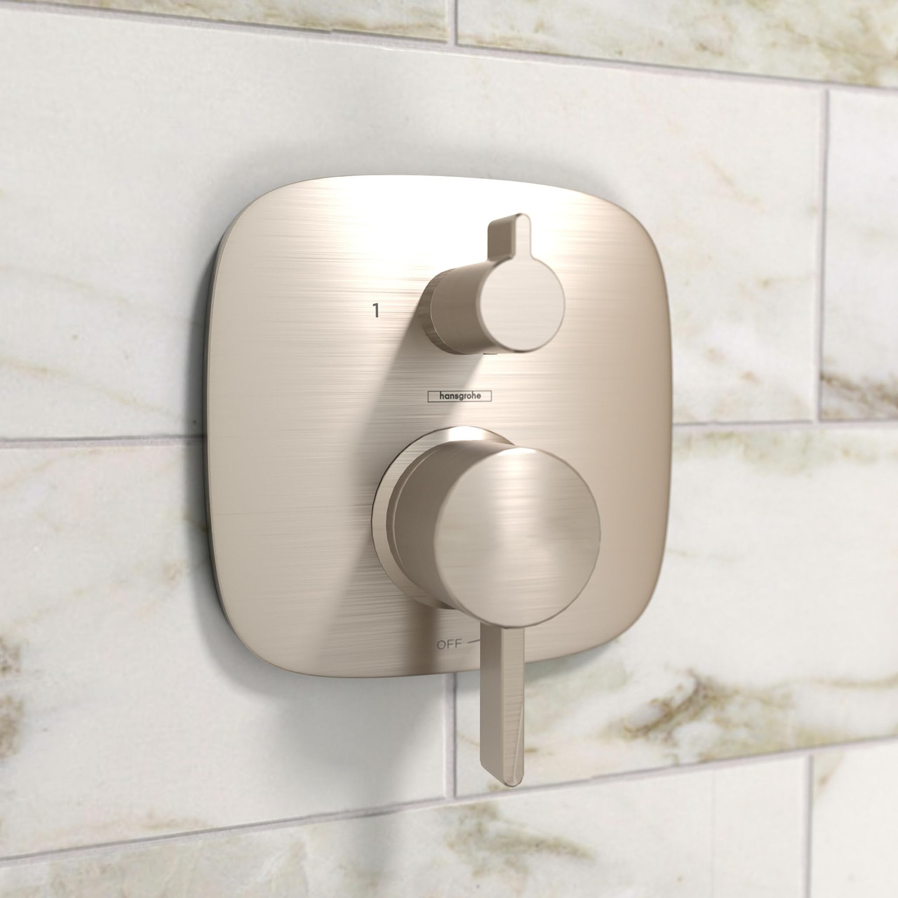 Hansgrohe 15864821 Ecostat Pressure Balance Trim Square with Diverter in Brushed Nickel