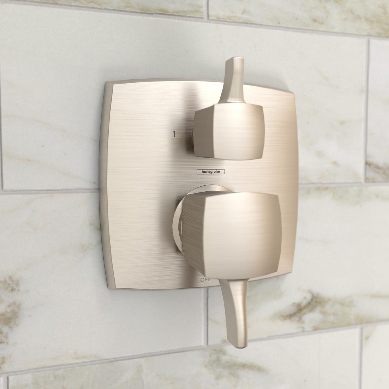 Hansgrohe 15865821 Ecostat Classic Pressure Balance Trim Classic Square with Diverter in Brushed Nickel